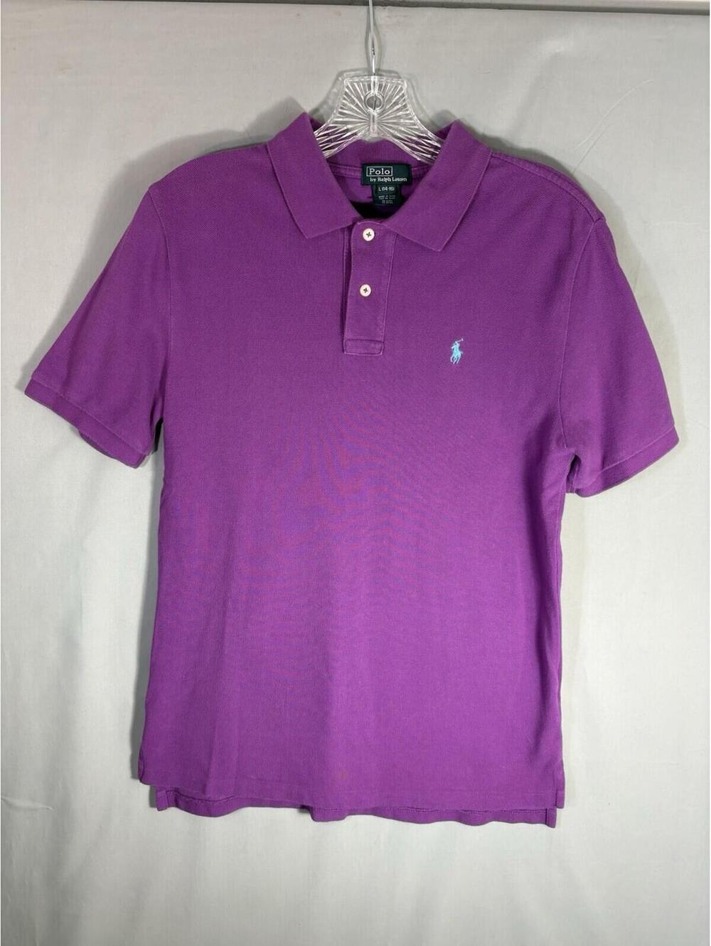 Polo Ralph Lauren Youth L 14-16 Purple Pique Cotton Polo Shirt Pony Logo READ